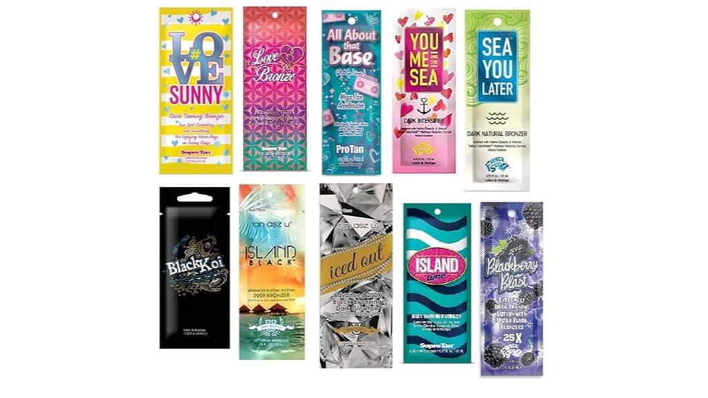 assorted indoor tanning samples