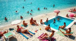 beach and pool socializing
