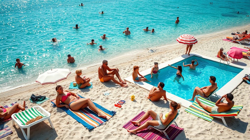 beach and pool socializing
