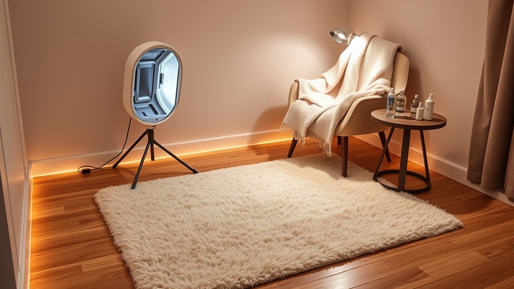 comfortable tanning environment setup
