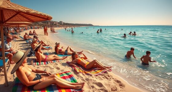sunbathing socializing leisure
