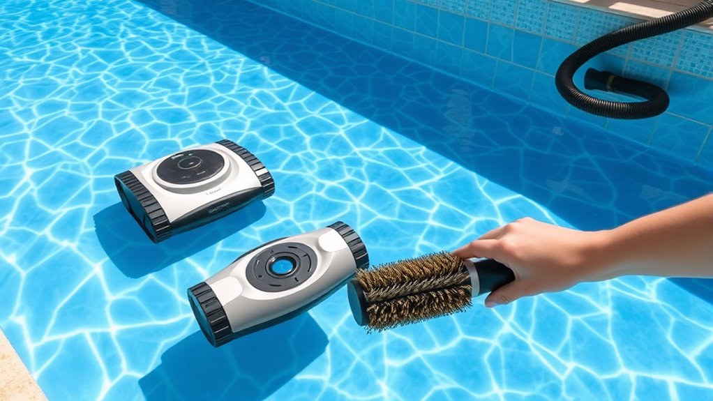 pool cleaning brush vacuum maintain