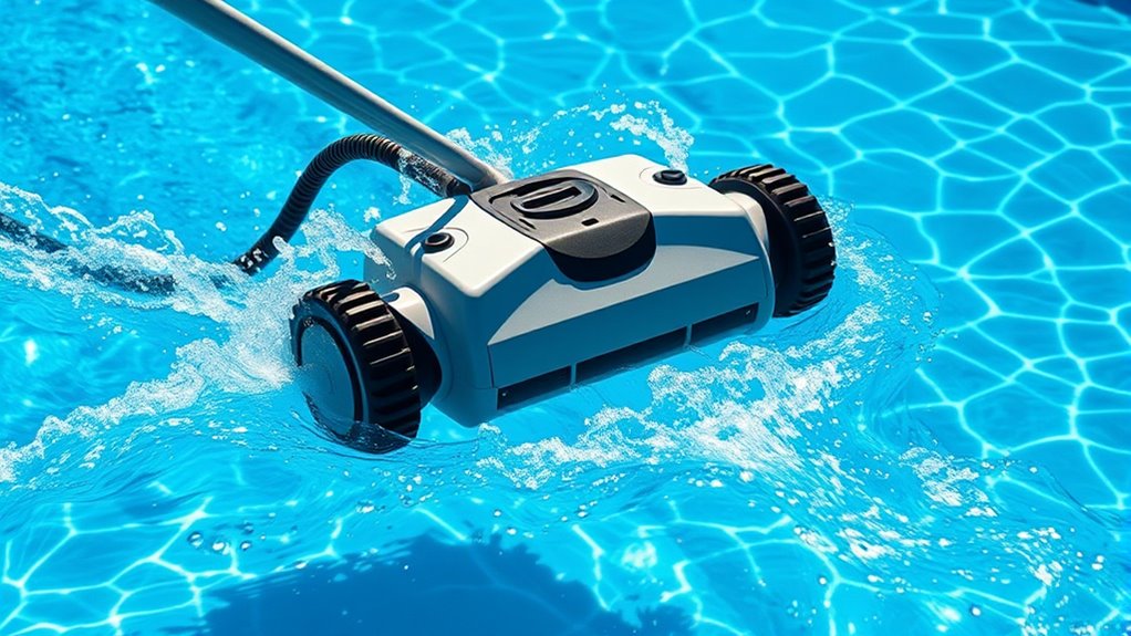 water pressure powers cleaning