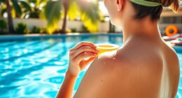 poolside sunscreen application