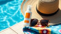 swimsuit sunscreen hat towels
