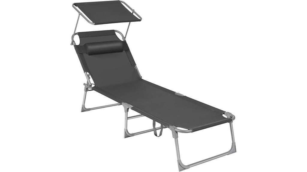 adjustable sun lounger with canopy