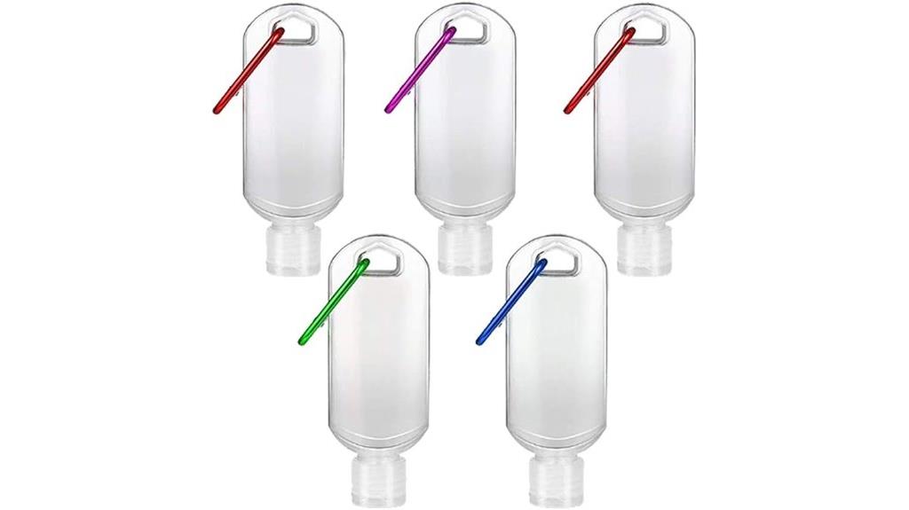 five piece travel bottle set