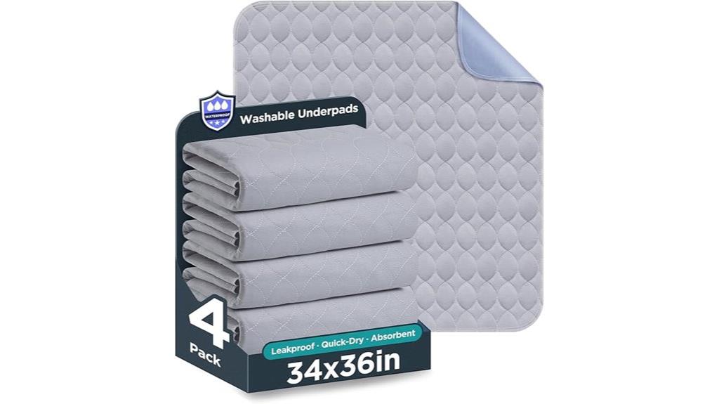 four washable bed pads