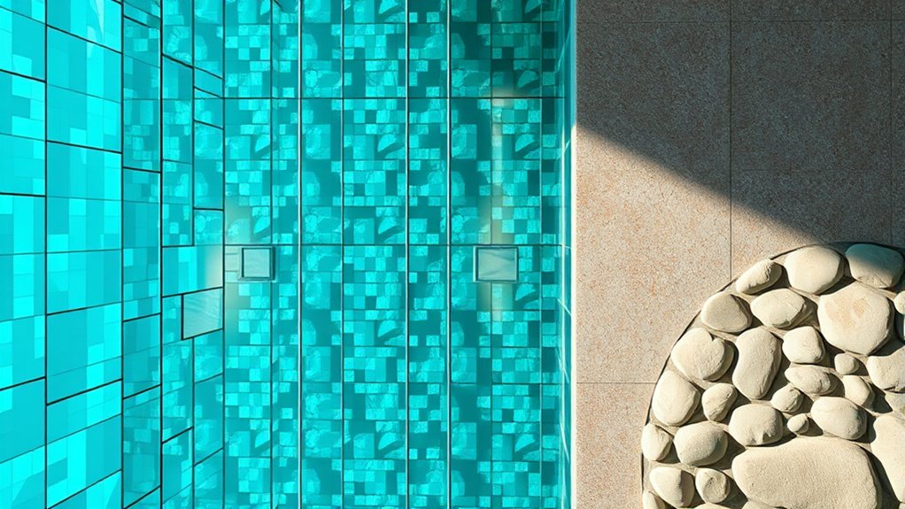 glass or pebble finishes