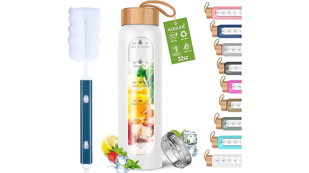 glass water bottle with sleeve