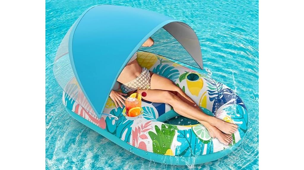 inflatable pool float with canopy