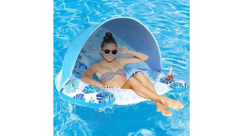 luxurious pool float with shade