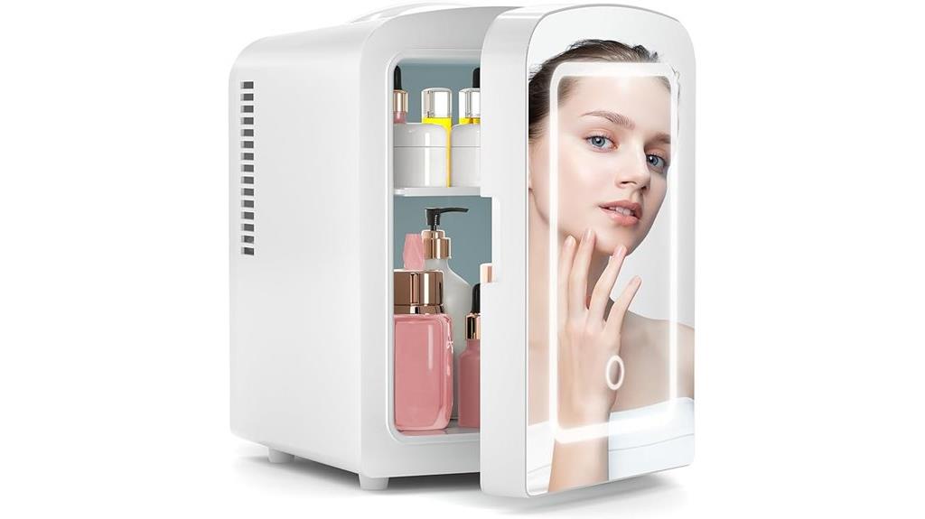 mini skincare fridge with led