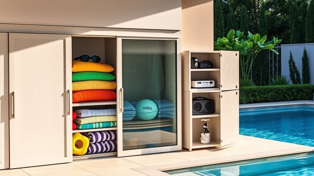 poolside organization and storage