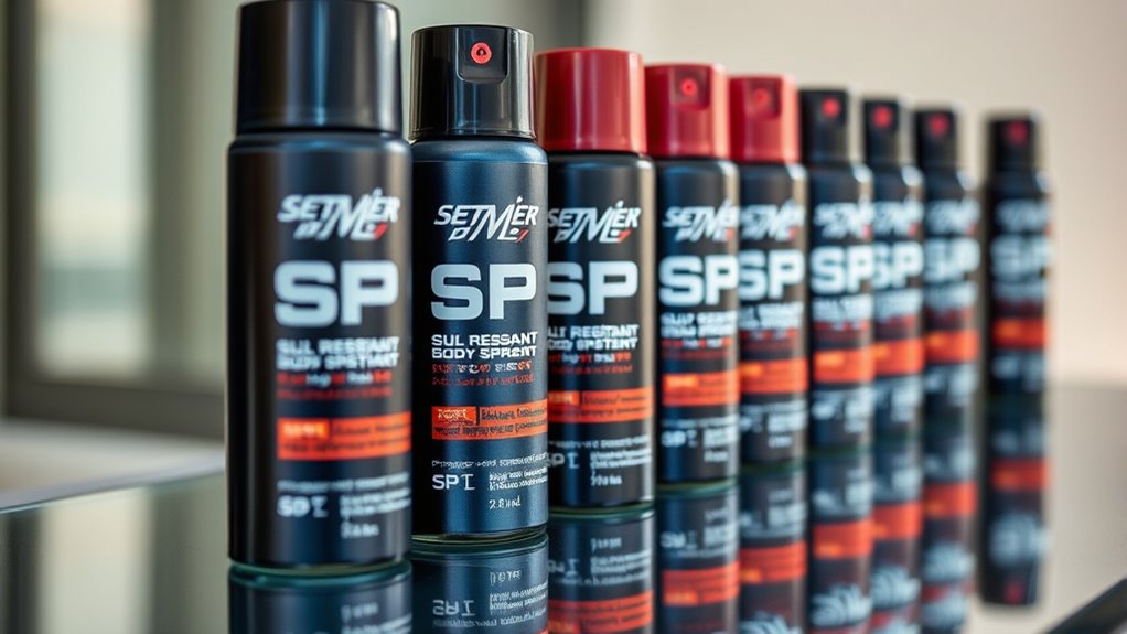 sweat resistant spf body sprays