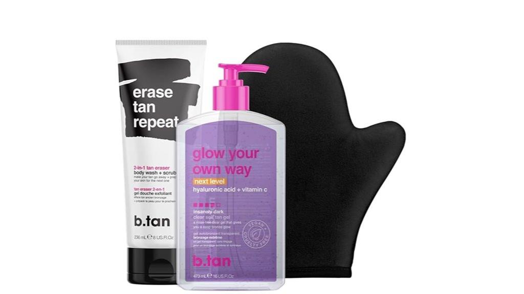 tanning gel and exfoliating kit