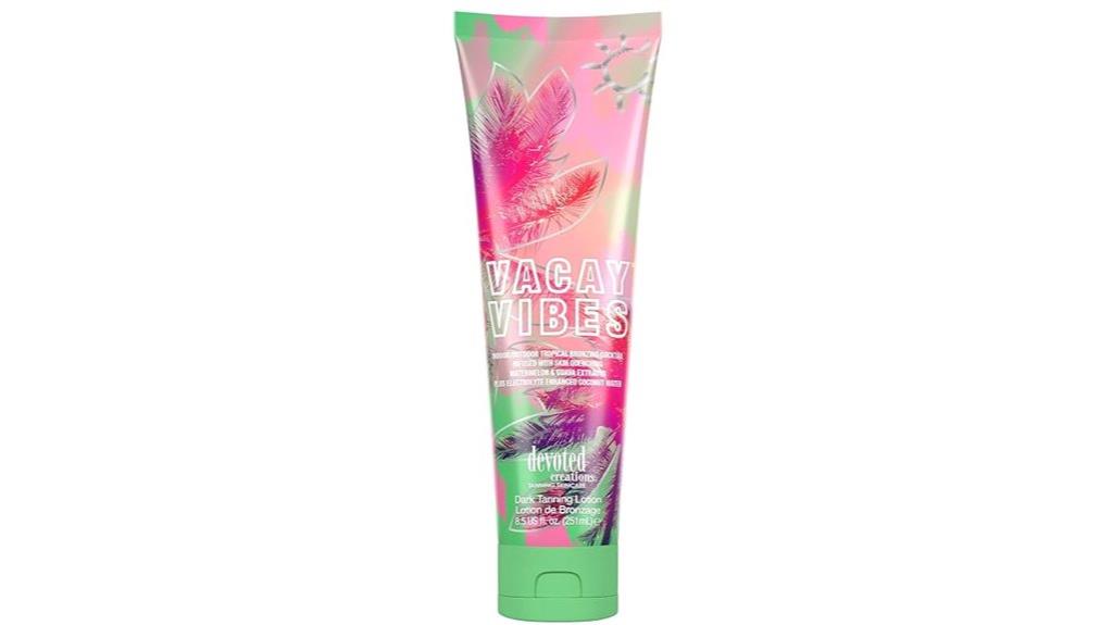 tanning lotion with vacation vibes
