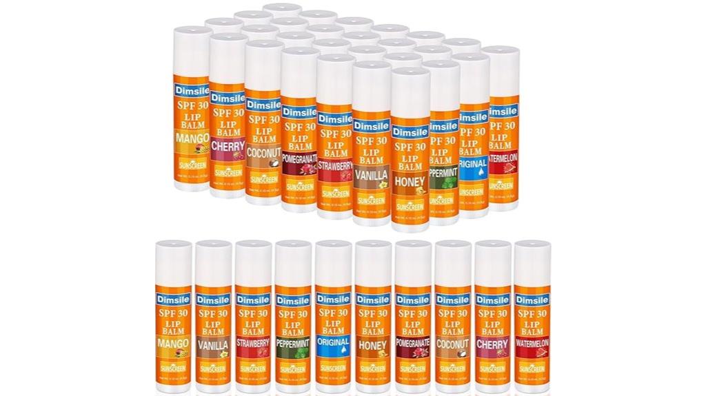 ten flavored spf lip balms