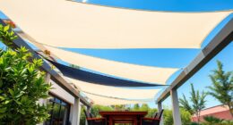 top shade providing pergola sails