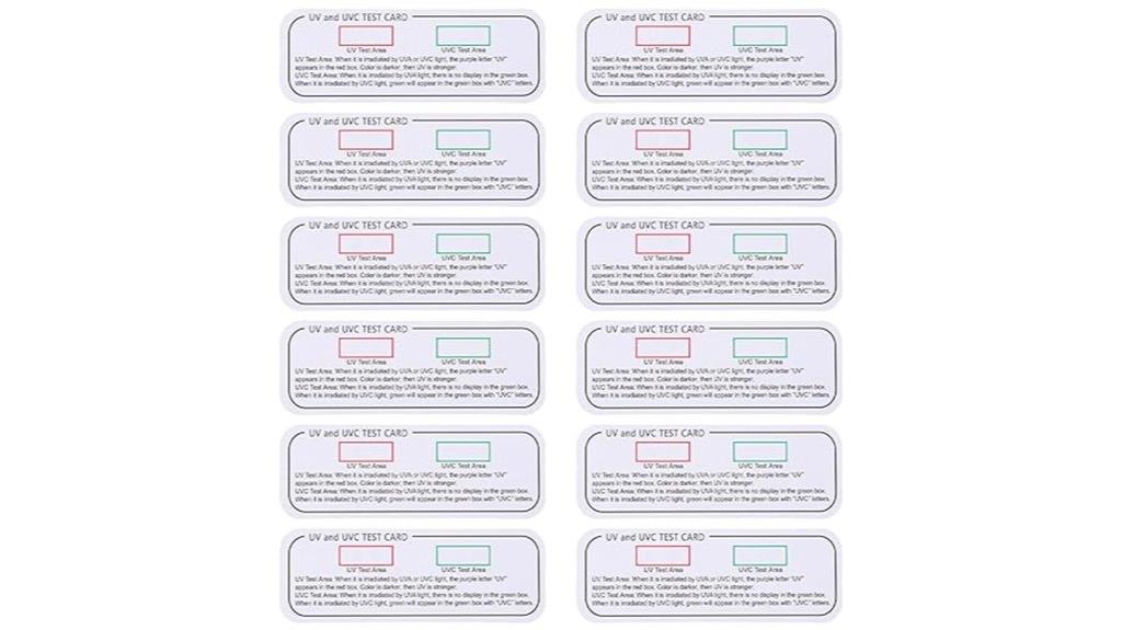 uv light wavelength test cards