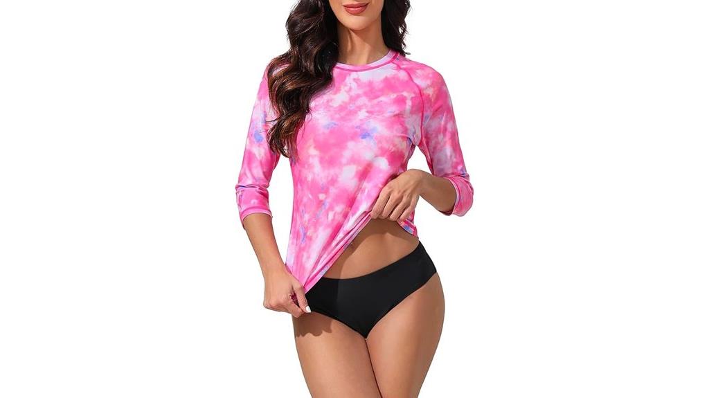 women s 3 4 sleeve rash guard