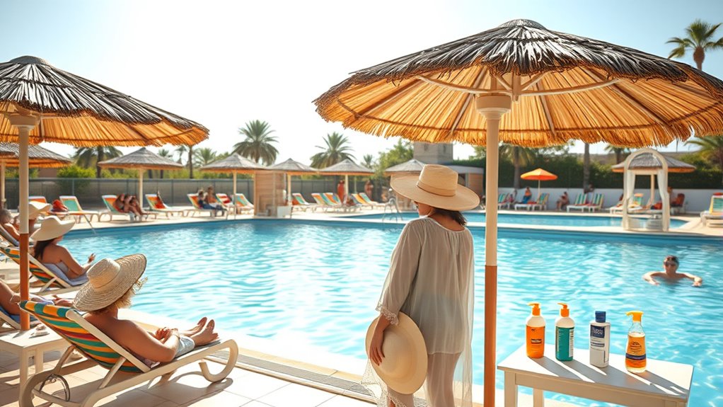 apply sunscreen and hats