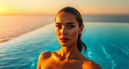 illuminated pool surface reflection