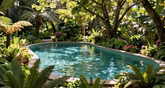 shaded pool with plants