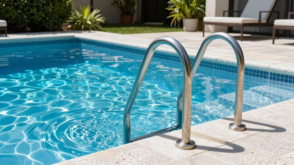 top pool step handrails