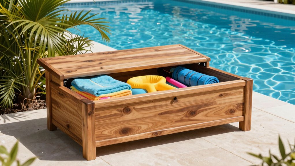 top poolside storage benches