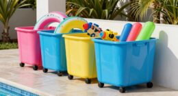 top rolling pool storage bins